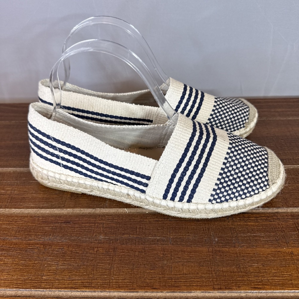 Poetry Slip On Canvas Shoes Made In Spain Womens 40 (US 9.5) Cream And Blue